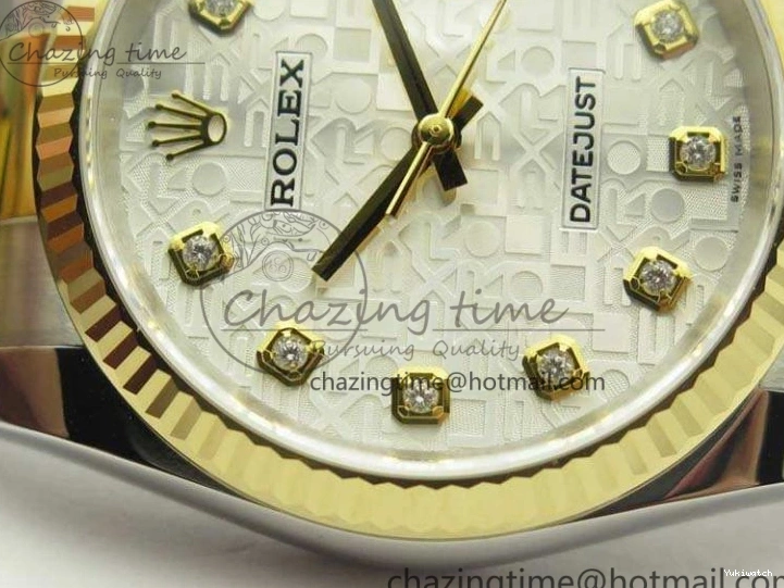 116234 36mm Oyster DJF YG Datejust Edition 1:1 Bracelet V2 Dial On SA3135 Fluted SS White Best Com 1129